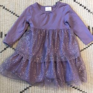 Girls long sleeve dress with tulle trim